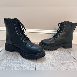 Black Lace-Up Ankle Boots